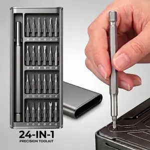 24PC Precision Magnetic Screwdriver Bit Set with Portable Case Professional Electronics Repair Kit for Mobile Phone & PC 24-in-1 Tool Set