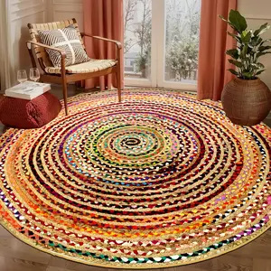 Round Rainbow Spiral Print Carpet, Creative Bohemian Plush Rug, Easy to Clean, for Living Room Bedroom Casual Area Coffee Table Hallway Study Hotel