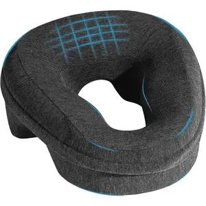 Massage Pillow Face Down, Massage Headrest for Bed,Prone Pillow Used for Recovery After Eye Surgery, Stomach Sleepers,with Machine Washable Cover (Dark Grey)
