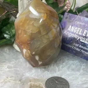 Carnelian Crystal small flame carving display