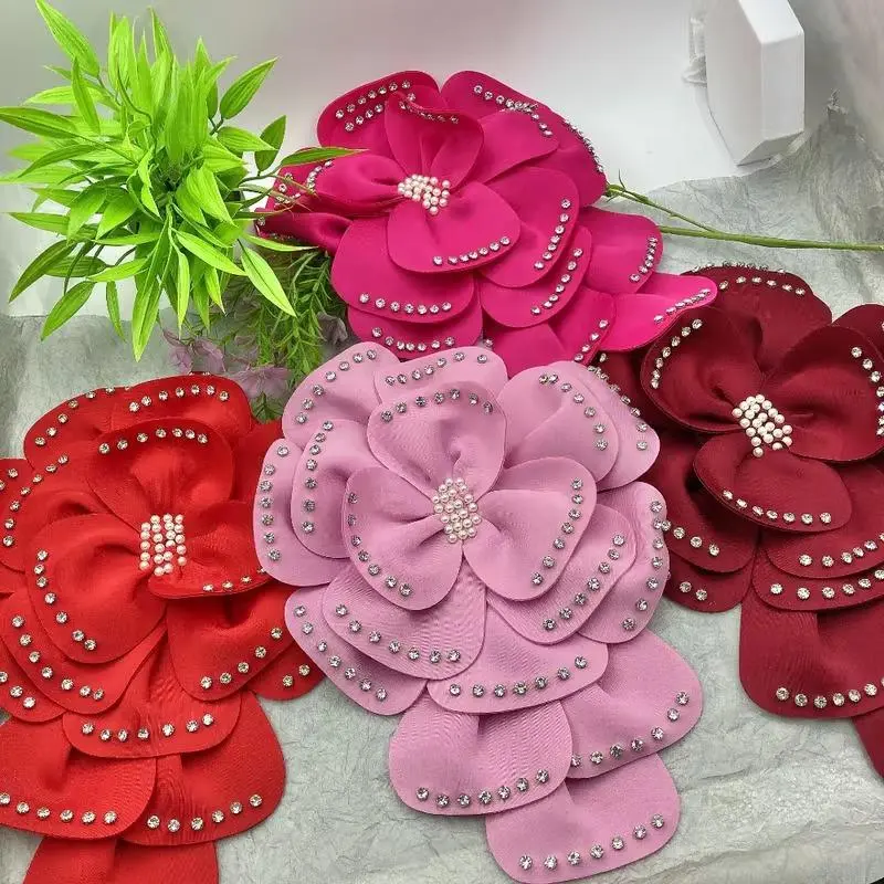 1pc/33cm/12.99in Premium Multi-Layer Rhinestone Flower Patch Applique Decoration Brooch, Colorful Handmade Decorative Art Fabric Design Brooch Accessory Versatile Shoulder Flower, Suitable for Clothing Design Elegant Decoration Sewing Brooch And