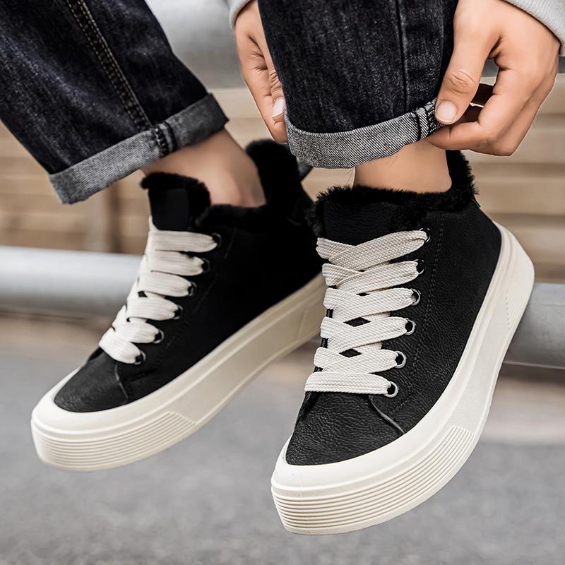 Winter Men's Snow Boots Thick Soled Height Increasing Casual Shoes with Plush Warm Cotton Loafers for Comfort Footwear Boy Closed Tactical Bota Fashion Bathroom Bathroom Makapal Bota Fashion