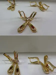 Gold Virgin Mary Dangling Earring Set