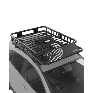 Flag 51"x 36"x 5" Roof Rack Basket Rooftop Cargo Carrier with Extension Black Car Top Luggage Holder Universal for SUV Cars