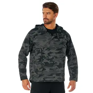 Black Camouflage Anorak Parka Tactical Quarter Zip Jacket Military Pullover Windbreaker