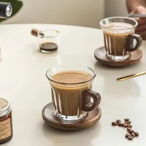 Creative Glass Coffee Mug Set, High-End American Style Espresso Cups, Food Grade Lead Free BPA Free Durable Stylish Drinkware, Dishwasher & Microwave Safe for Latte Cappuccino Cold Brew Iced Coffee Home Kitchen Cafe Bar Daily Use