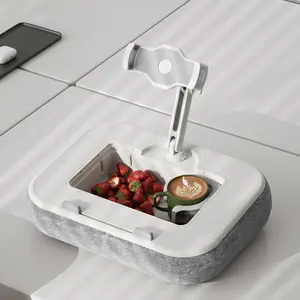 Multifunctional Tablet Stand for Phone Laptop Car Pillow with Cup Holder Snack Tray Universal Fluffy Stand for Watching Shows