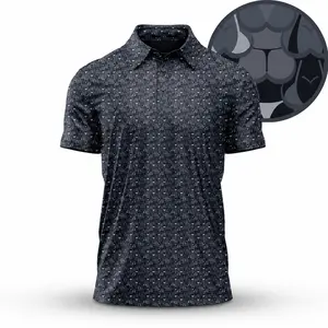 Bogey Bros Charcoal Pattern Men’s Polo Shirt, Elegant Short Sleeve Golf Top For Casual Wear