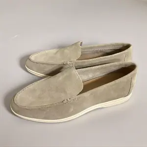 Designer Flat Heel Men's Casual Shoes Fashion Large Size All Match Outdoor Loafers Shoes Male Slip On Runway Sneakers Khaki Consice Trainers