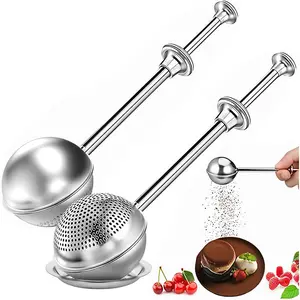2 count Flour Sifter for Baking, Powdered Sugar Shaker Duster for Sourdough Bread, -hand  Sugar Dispenser with Stainless Steel, Pick Up and Dust Flour Sifter