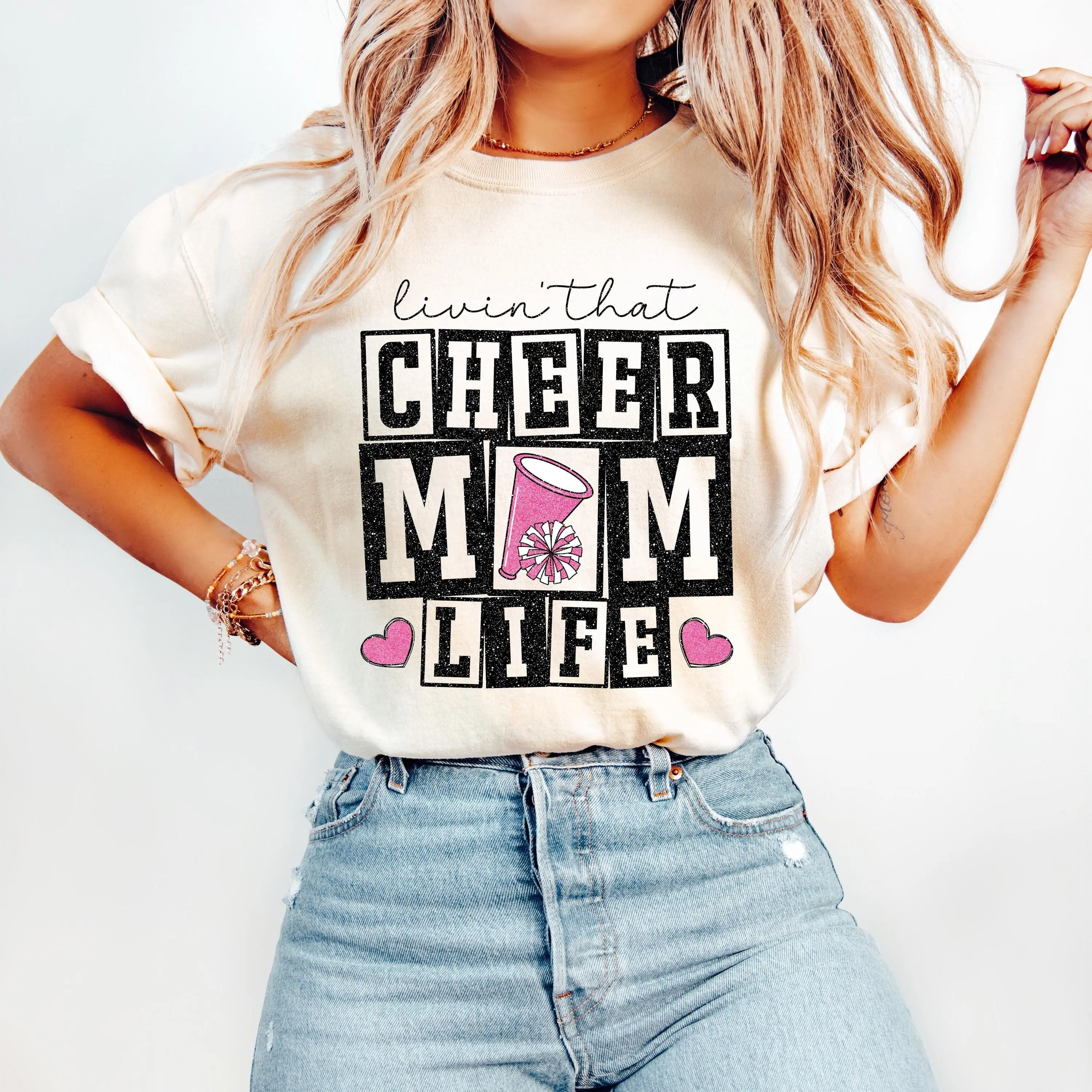 Cheerleader Graphic Tee, NOT GLITTER Cheer Mom Life Graphic Tee, Cheer Mama ,  , Cheerleading Shirt