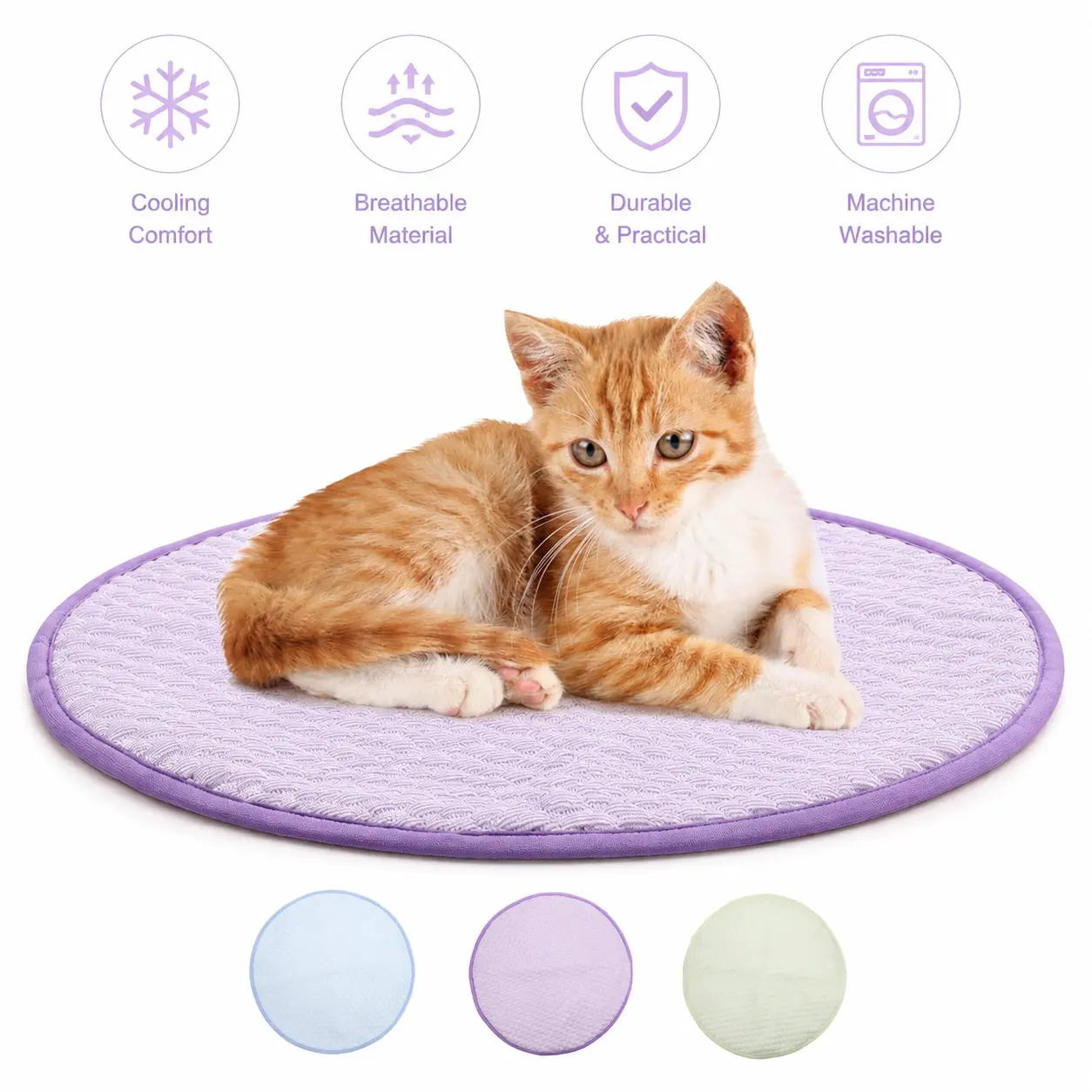 1 Count Round Pet Cooling Sleeping Cushion, Breathable Lightweight Rest Pad for Small Cats and Dogs to Sleep in Hot Weather
