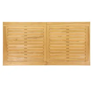COSTWAY - Indoor Outdoor Teak Wood Slatted Tabletop Panel Board Split in 2 Square