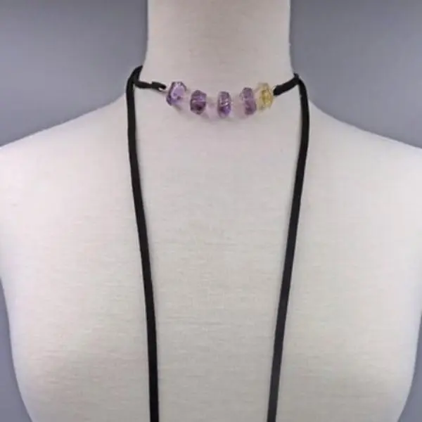 Genuine Ametrine Choker & Lariat Necklace