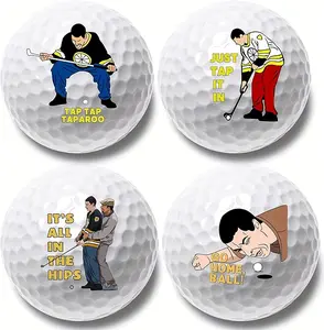 Funny Novelty Golf Balls 4 Pack for Men, Adult Humor Printed Golf Balls Set, 4 Pack Practice Golf Balls for Golfers, Golf Gag Gifts for Dad Grandpa Boyfriend Coworkers, Holiday Gift
