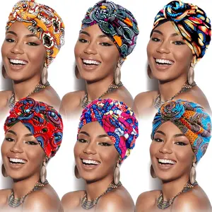 6-piece Set of Women's African Headscarf - Elastic Breathable Twisted Headband, Suitable for Daily Wear