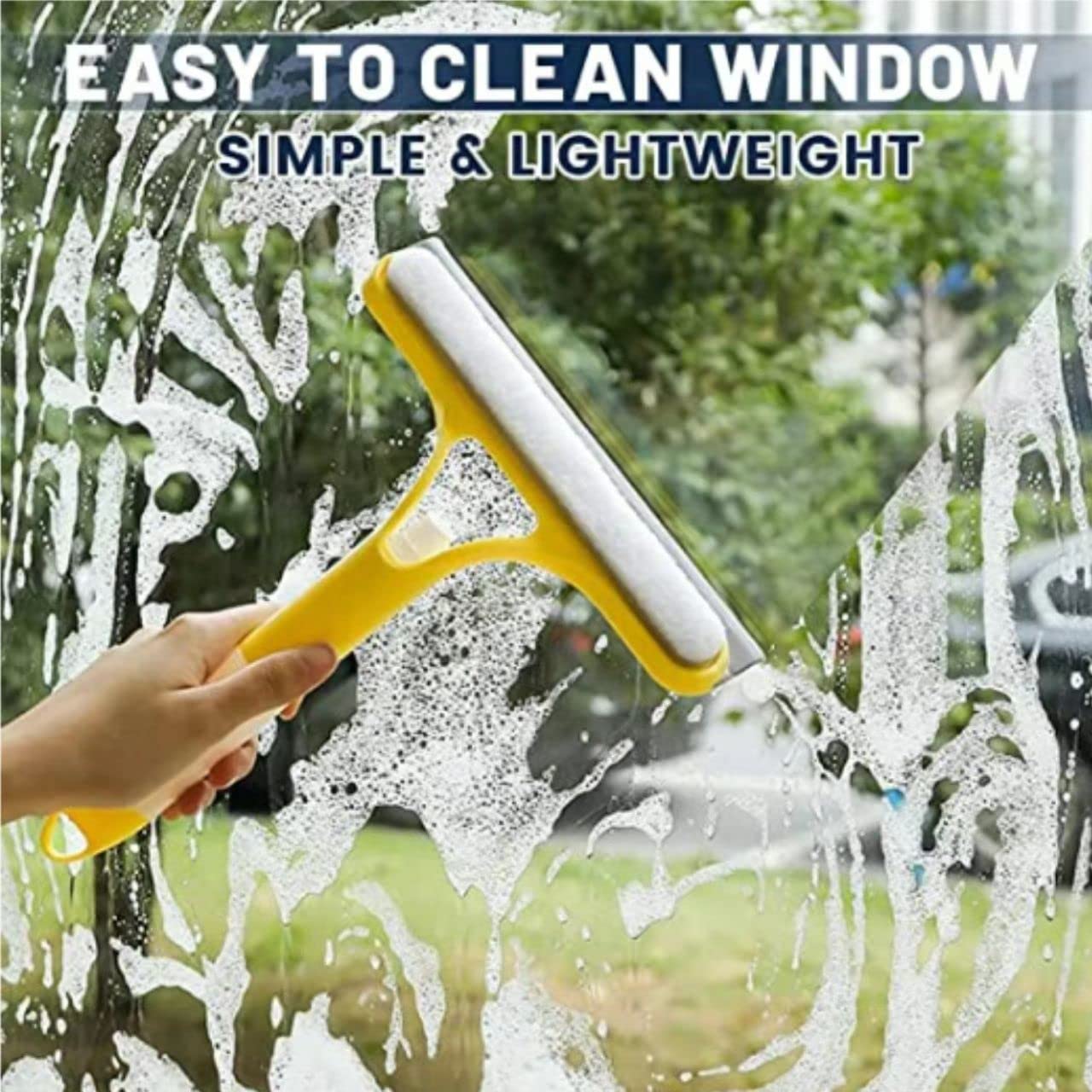 3-in-1 Window Cleaner Tool Kit - Thickened Magic Cloth, Spray-Equipped Scraper, Squeegee for Glass, Shower Doors, Car Windshields Hand Smooth