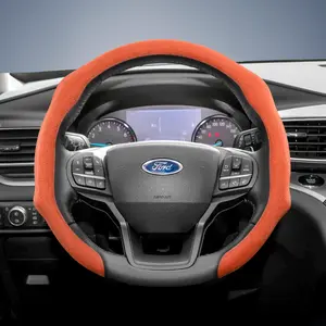 For Ford Alcantara Leather Steering Wheel Cover Suede Quick-install Design All-season Anti-slip Sweat-absorbing For F-Series/F-150/Super Duty/Ranger/E-Transit/Puma/Puma Gen-E/Explorer/Kuga/Escape/Maverick/Mustang Mach-E/Mustang/Expedition/Everest