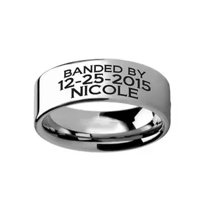 Duck Band Style - Laser Engraved - Flat Tungsten Ring - 4mm - 6mm - 8mm - 10mm - 12mm