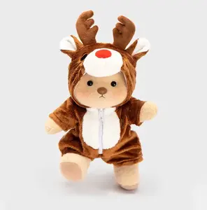 Getahug Christmas Reindeer Bear | Handmade Jointed Stuffed Animal with Movable Limbs, Holiday Collectible for Display and Gift Giving