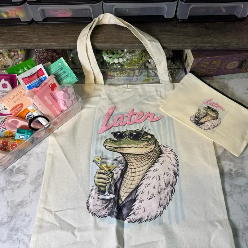 Matching Tote Bag & Essentials Pouch Set with Mini Purse Essentials Kit