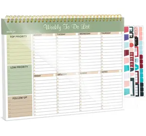 Weekly To Do List Notepad - 8.5x11'', 52 Tear-Off Sheets, Habit Tracker & Productivity Organizer for Home, School & Work