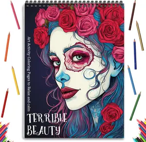 Horror Coloring Books for Adults Relaxation, Spiral Bound Coloring Book for Adults, Printed Single-Sided Mindfulness Coloring Pages, Mindfulness Gift for Women with 24 Patterns to Relax Demon Hunter All Ages
