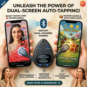 Durable Bluetooth Wireless Tapper, Rechargeable Auto Click Device, Easy Control Hands-Free Clicker for Streaming Platforms and Game Automation