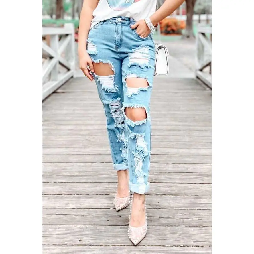 Jemma Straight Leg Ripped Mom Jeans