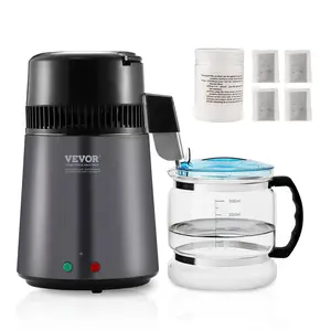fathersdaygift VEVOR Water Distiller, 4L 1.05 Gallon Pure Water Purifier Filter For Home Countertop, 750W Distilled Water Maker, Stainless Steel Interior Distiller Water Making Machine to Make Clean Water, Gray