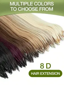 Micro Bead Hair Extensions Straight Human Real Hair Steel Micro Loop Hair Extensions, Natural Look, Easy to Apply, Perfect for Daily Use, High Quality Human Hair 8d Micro Link Hair Extensions