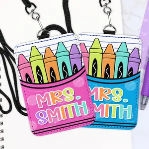 Custom Teacher ID Badge Holder, Composition Book Teacher ID Holder, Back to School Educator Accessory Colorful Art,Teacher Lanyard Accessories, Back To School Gift