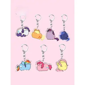 1/7 cartoon keychains as an animated gift. 1.26-inch keychain pendant of high value, creative pendant, keychain, cute acrylic material, bag accessory small gift, cartoon small gift, car keychain decoration, small gift, multiple patterns available