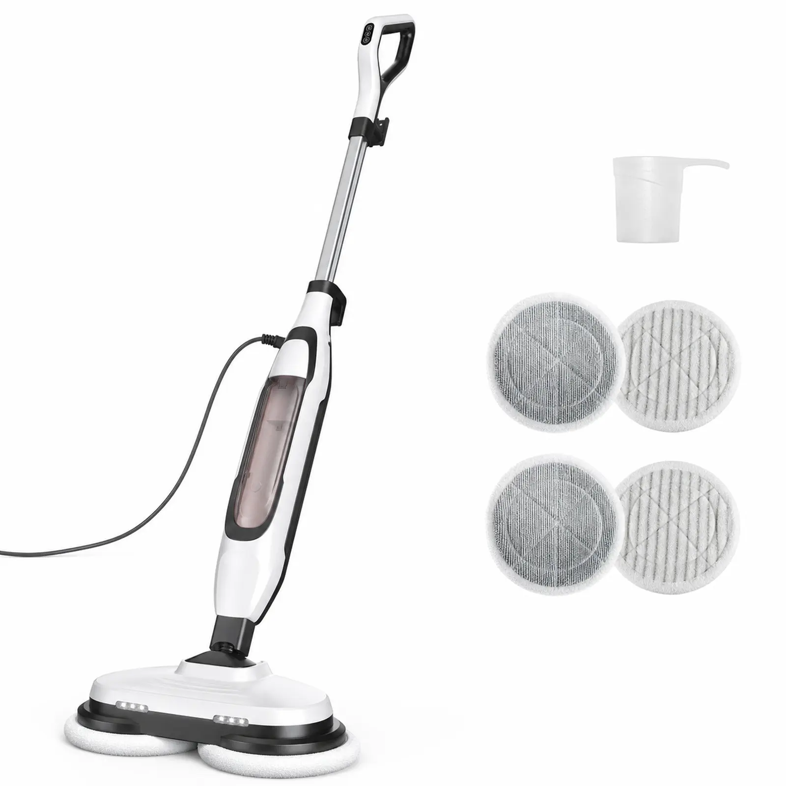 Dual-Head Steam Mop Steam Cleaner, Lightweight Electric Floor Cleaner With LED, 2 Spinning Mop Pads, for Hardwood, Tile, Laminate Floors, Includes 2 Cleaning Pads