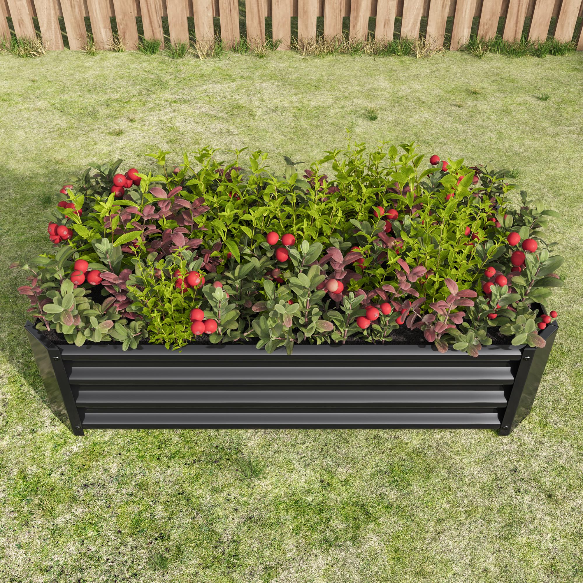 Black 4*2*1FT Rectangular Metal Raised Garden Bed Kit, Heavy Duty Rust Resistant Elevated Planter Box, Outdoor Patio Backyard Gardening Plant Container for Growing Vegetables, Herbs, Flowers, Succulents and Fresh Plants Easy to Assemble