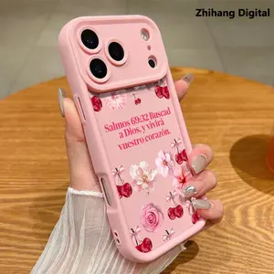 Creativity Pink Cherry Blossoms Cherries Bows Psalms Phone Case For iPhone 17 Pro Max Air 15ProMax 16 Plus 14 13 12 11 Shockproof Drop Protection Durable silicone Cases Smartphone Cover Cellphone Bumper Screen Protector Casing Resistance Casing