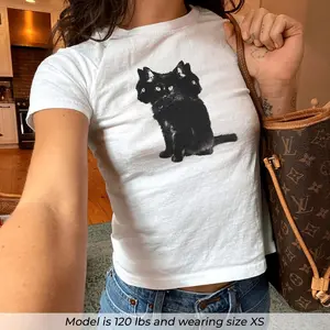 [Sale Up To 50%] Spooky Black Cat Baby Tee, Three Headed Cat Baby Tee, Trendy 90s Baby Tee, Trendy Y2K Baby Tee, Trendy Vintage Baby Tee, Pinterest Baby Tee