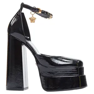 Pre-owned Versace Women's Versace Aevitas Patent Crystal Medusa Platform by Rebag