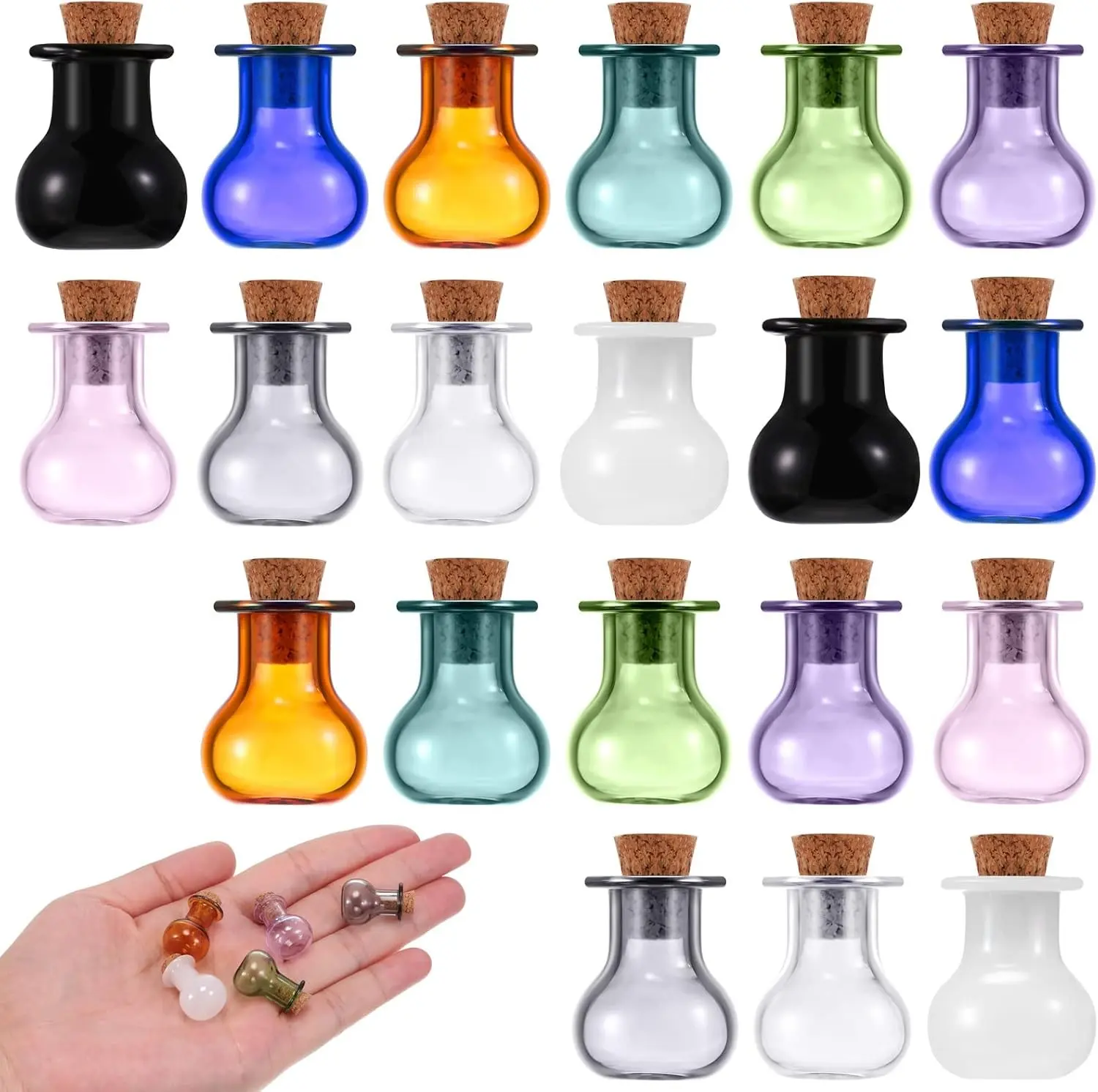 20 Pieces Tiny Spell Jars Mini Potion Bottles with Cork Clear Rum Mini Bottle Tiny Wishing Jars for Party Favor DIY Craft Fairy Garden Decoration Birthday Wedding