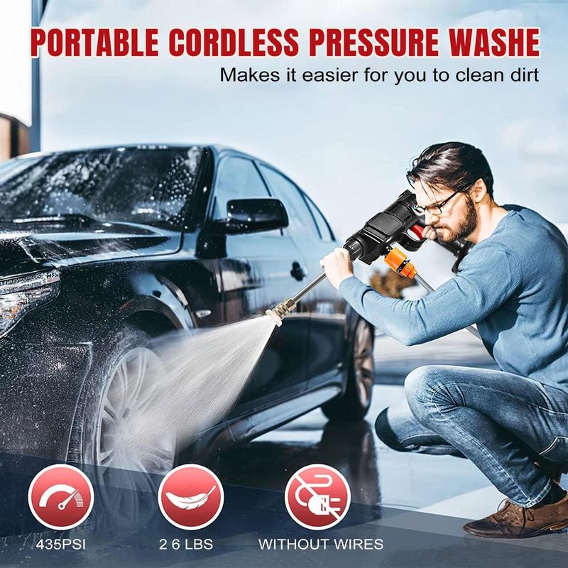 Wireless Portable High Pressure Washer, Nozzle Electric High Power Cleaner 2 Rechargeable Battery Powered By, Handheld Electric Cleaner Water Perfect Christmas & New Year Gift