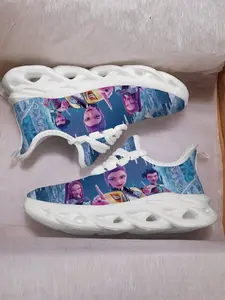 Unisex K-Pop Print Casual Trendy Trainers, Breathable Textile Upper, Eva Sole, Anti-Slip, Comfortable for All Seasons, Kids & Adults