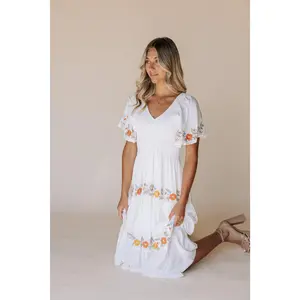 Sicily Embroidered Midi Dress