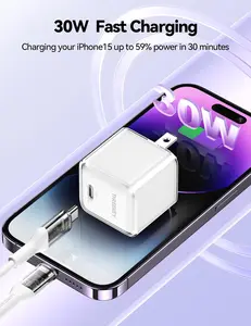 USB C Charger,30W GaN Fast Wall Charger Block,PD USB-C Power Adapter Compatible with iPhone 16/15/14/13/12/11,MacBook Air,Galaxy S23/22/21,iPad Pro/Air