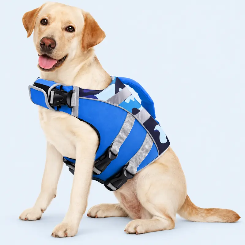 Kuoser Dog Life Jacket - Reflective Stripes, Adjustable High-Visibility Ripstop Vest, Multi-Size Pet Preserver for Small, Medium, Large Dogs for Swimming, Surfing, Water Sports