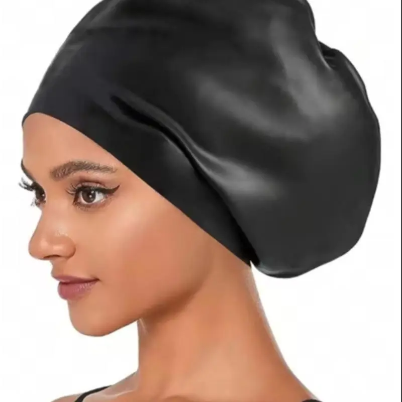 Adult Silicone Waterproof Swim Cap, Universal Fit, Large Head Size, Long Hair Swim Cap, Unisex, Suitable for Braids, Wigs, Beach Essentials, Swim Bonnet, Swimming Cap, Silicone Swimming Caps