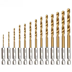 Titanium Coated Twist Drill Bit Set, Hex Shank High Speed Steel Drill Bits 1.5mm-6.5mm Spiral Saw Drill Bit, Quick Change Woodworking Drilling Tool, Gift