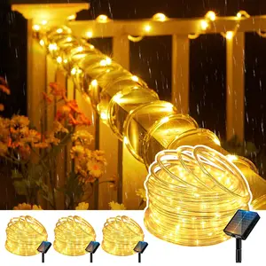 JNOEC Solar String Lights 1/2/4pcs Warm White/Cool White/Multicolor 131.2FT 400LEDs 8 Modes IP65 Decorative Waterproof Energy Efficient for Outdoor Camping RV Decorations