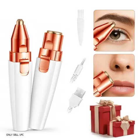 Ladies' Eyebrow & Facial Hair Remover, Portable 2-in-1 Electric Facial Trimmer & Razor, Eyebrow Shaver, Rechargeable Hair Remover for Eyebrows, Lips, Body, and Face, Eyebrow Shaper — The Perfect Holiday Gift for Parents and Girlfriend.