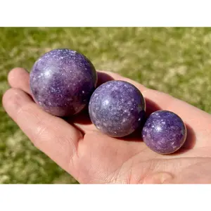 New Moon Beginnings Lepidolite Sphere - Polished Stone, Purple Color, Natural Finish, Round Shape