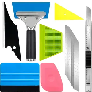 17 Pcs Window Tint Kit, Vinyl Wrap Tool Kit - Professional Window Tint Tools & Squeegee for Vinyl - Complete Car Wrap Kit for Car Wrap, Stained Glass Window Film, Wallpaper, Water Blades Tool